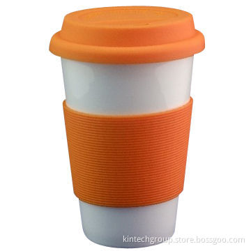 Double-walled Promotional Ceramic Mug with Sleeves and Lid, Designs/Shapes and Colors are Customized